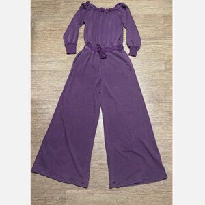 Free People Movement One To Beat One Piece Romper Wide Leg Purple Womens M